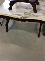 Vintable wood and marble coffee table