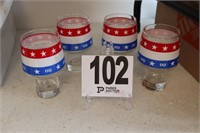 (4) Collectible DQ Red, White & Blue Glasses