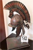 13.5x26" Tall Metal Helmet with Stand Décor