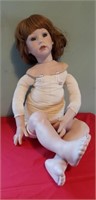 30" Toddler porcelain doll, cloth body. No
