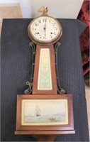 Vintage New Haven banjo clock w/ key