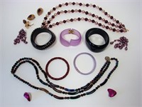 Lot Of Vintage Costume Jewelry In Purple