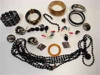 Lot of Black Vintage Costume Jewelry