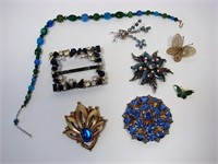 Lot Of Vintage Costume Jewelry In Blues