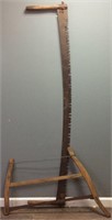 ANTIQUE TWO MAN SAW AND ANTIQUE TREE SAW