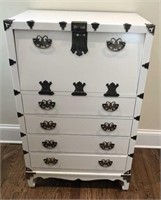White Secretary Chest with Four Drawers