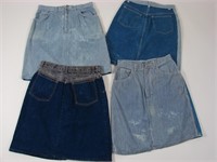Lot Of 4 Denim Blue Jean Skirts Sizes 9&13