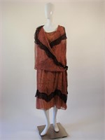 Vintage 1920s Silk Chiffon Drop Waist Dress