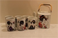 Japanese Tea Pot & 6 Cups