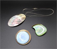 3 Pc MCM Abalone & Cabochon Pendants