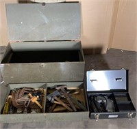 Large military chest as tool box on castors