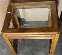 Vintage Beveled glass top sofa side table