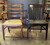Pair of Antique wooden Bankers chairs
