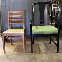 Black Lacquer Arm Chair and Wooden Ladderback