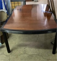 Black lacquer and wood conference table and chair