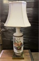 Hand painted satin glass table lamp
