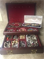 Wood Jewelry Box w/ Contents