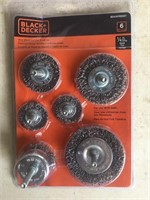 Black & Decker Wire Wheel & Cup Brush Set New