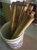 Bucket Lot of Wood Stakes
