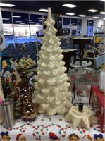 White ceramic light up Christmas tree no bulbs