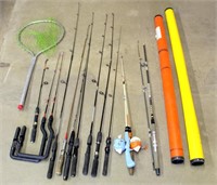 Misc Fishing Poles, Rods, Holder, Net, Etc