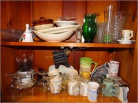 Glassware- vases, bowls, etc. contents of cabinet