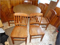 Kitchen Table 42"d w/1 leaf 11 1/2"w & 6 chairs