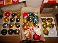 Vintage Christmas- bulbs, wreath, lights,