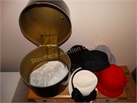 Vintage hat box w/ hats- Glamour