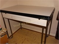 Vintage enamel top table 25"x 40"w/drawer & 2