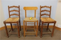 Trio of Wicker Seat Chairs