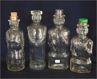 Lot of 3 presidential & Mr. Pickwick figural glass