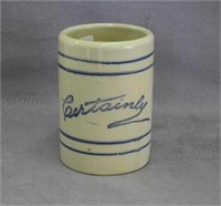 Red Wing "Certainly" blue banded stoneware mug