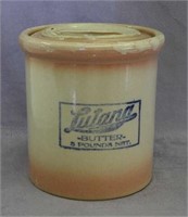 RW 5 lb Lutana Butter crock w/rust shading & lid