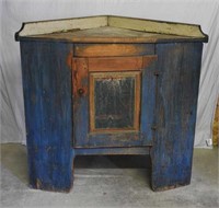 Scandinavian corner cupboard w/original blue paint