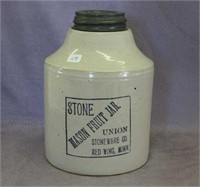 RW 1/2 gal Stone Mason fruit jar, black label