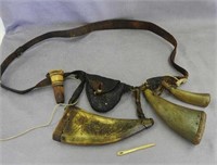 Leather hunting belt w/bone accessories
