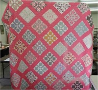 Patch pink quilt, 89" x 60"