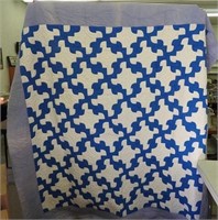 Blue & white quilt, 81" x 78"