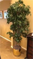 Ficus Tree Artificial 6’ Tall 12” Brass Colored