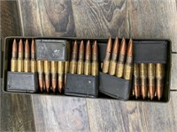Ammo can filled with 30-06 cartridges loaded into