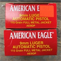 2 50 Round boxes of American Eagle 9mm 115 grain c