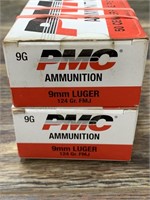 2 50 Round boxes of PMC 9mm 124 grain cartridges
