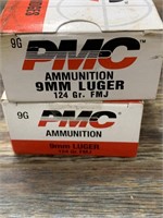 2 50 Round boxes of PMC 9mm 124 grain cartridges