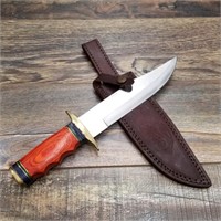 Camp knife with brass guard and end cap, stacked w