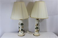 Pair of Ceramic Leaf's Table Lamps