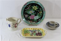 Floral Plate, Fruit Dish, 3-Handled Mug & Mug/Bowl