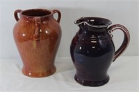 Edgecomb Pitcher & NC Pottery 3-Handled Vase