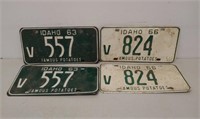 2 Pair 1963 & 66 Idaho license plates