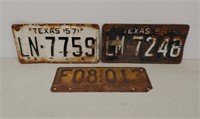 3 TX license plates 1936-71